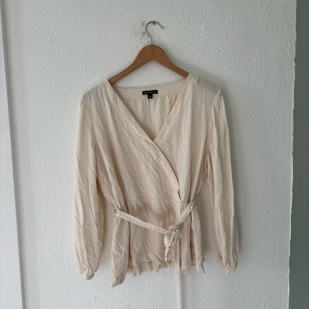 Women's Cream J. Crew Wrap Top size 16